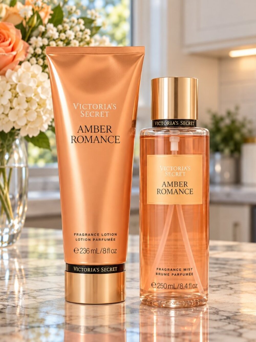 Victoria’s Secret AMBER ROMANCE Fragrance Mist & Lotion 2-Piece Set